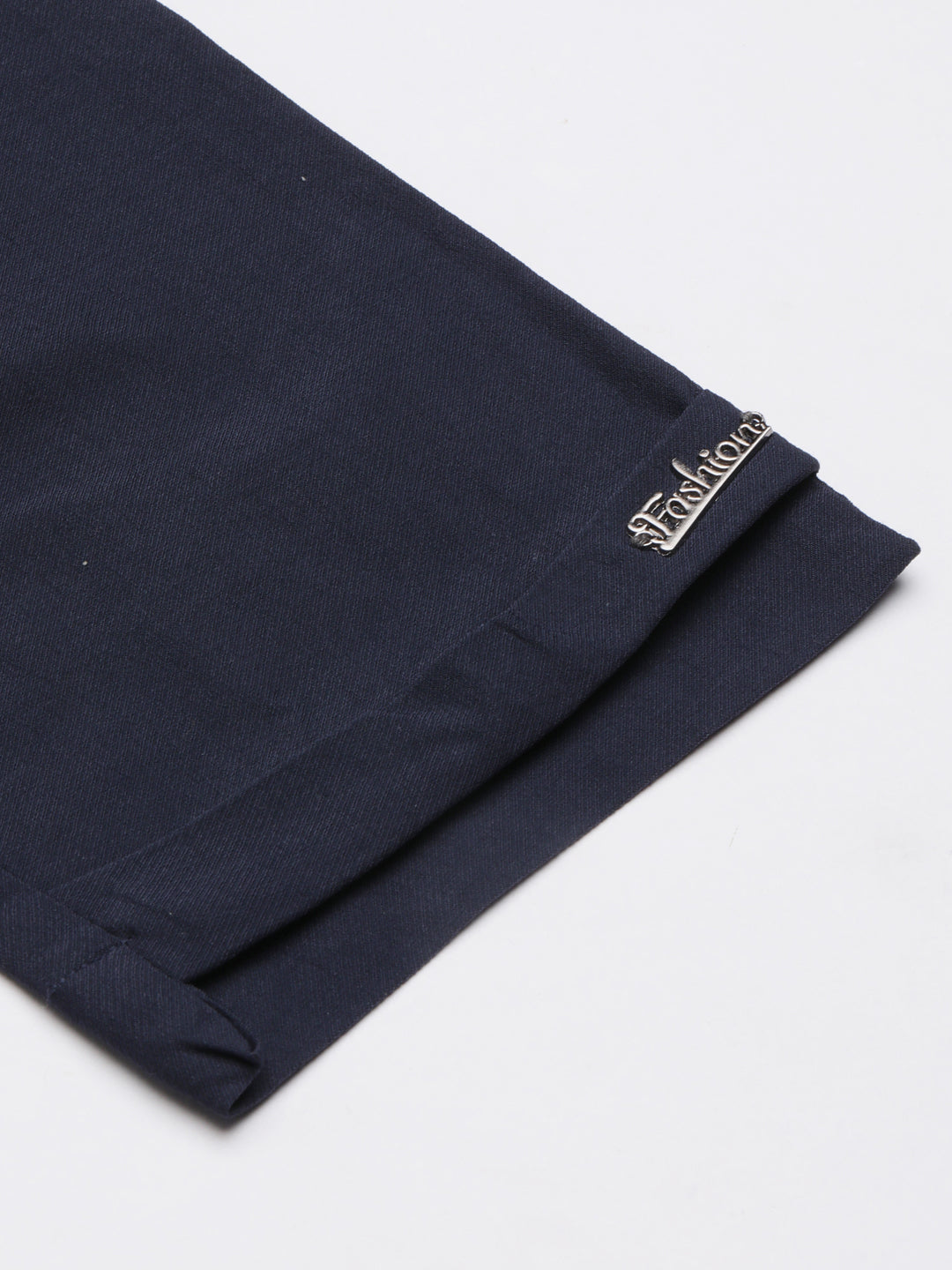 Women's Navy Blue Relaxed Slim Fit Cotton Cigarette Trousers
