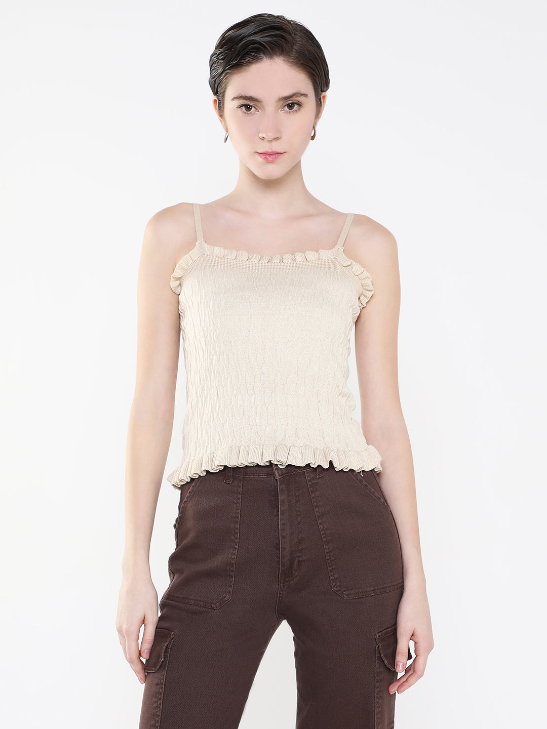 Women's Beige Crop Top