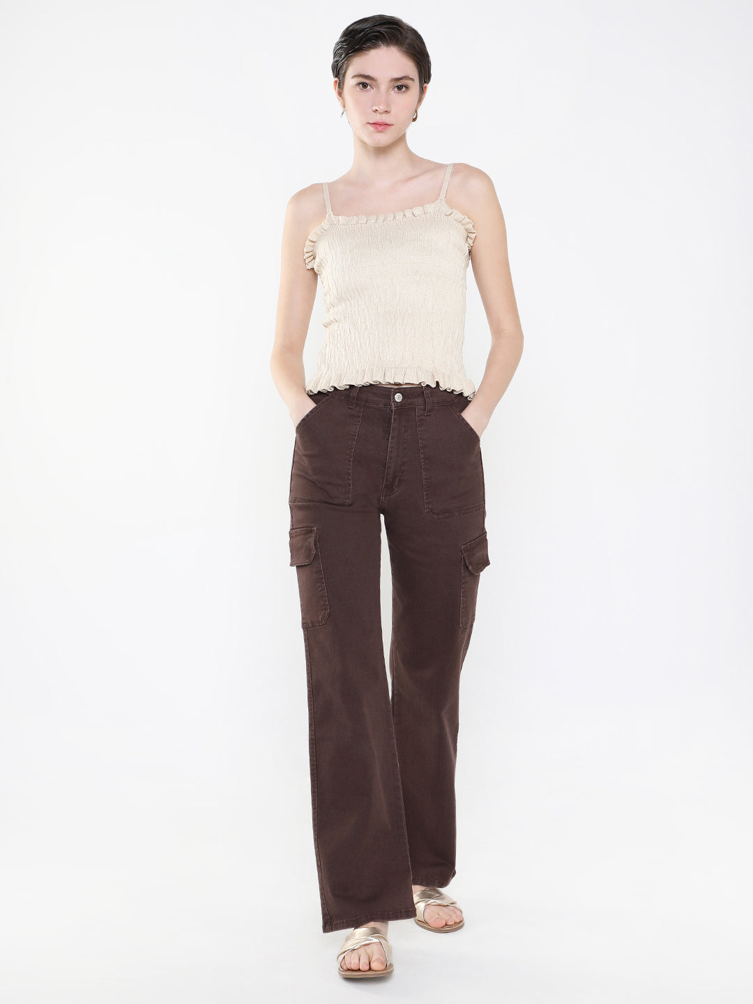 Women's Beige Crop Top