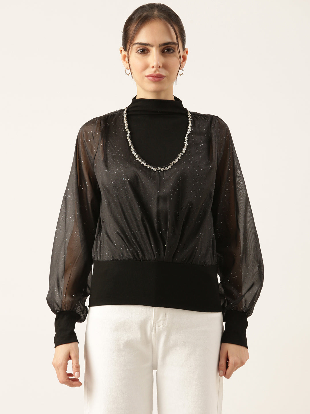 Women's Black Georgette Top