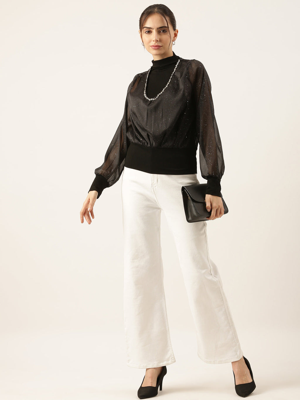 Women's Black Georgette Top
