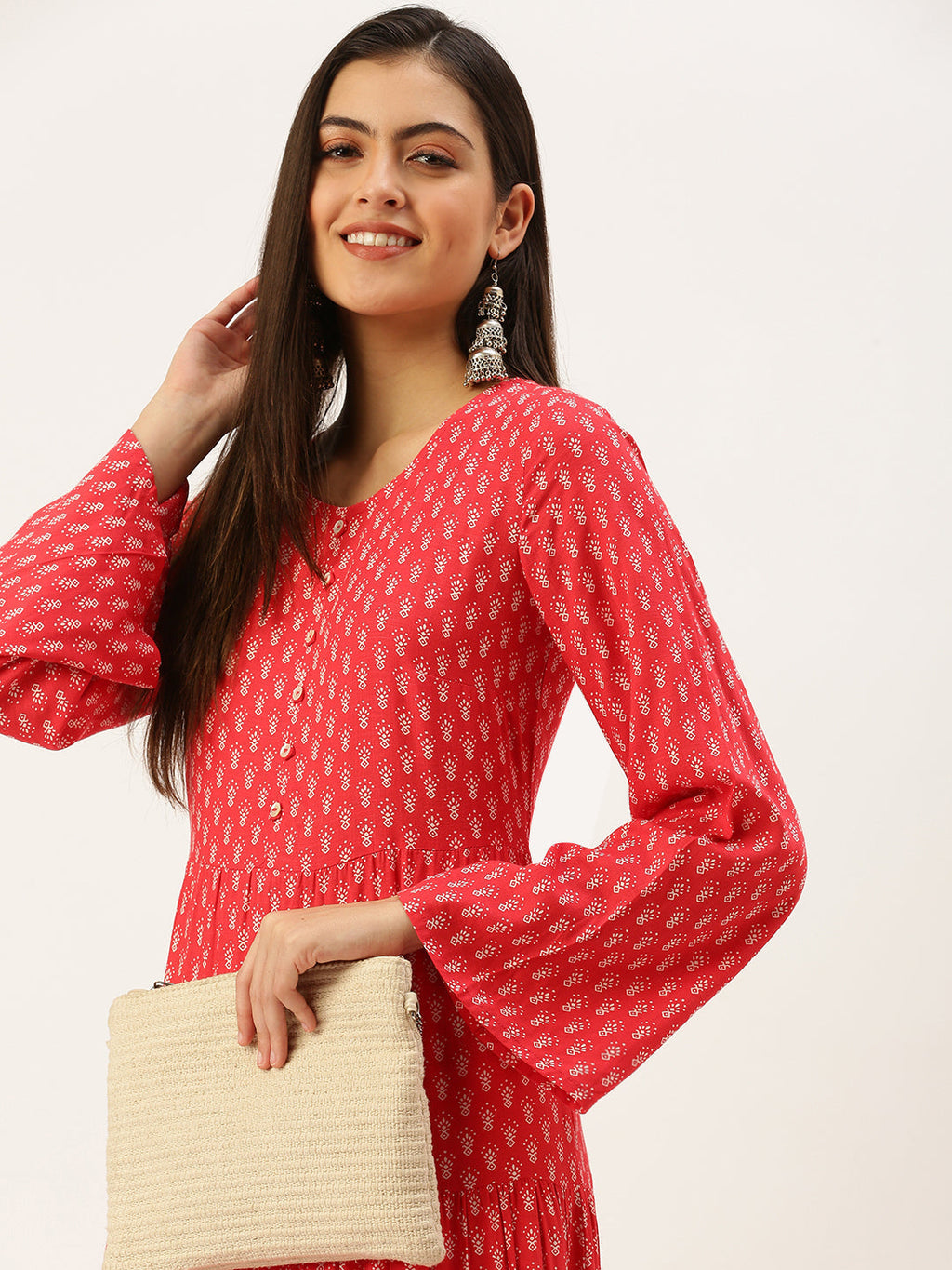 Women's Pink Ethnic Motifs Kurta