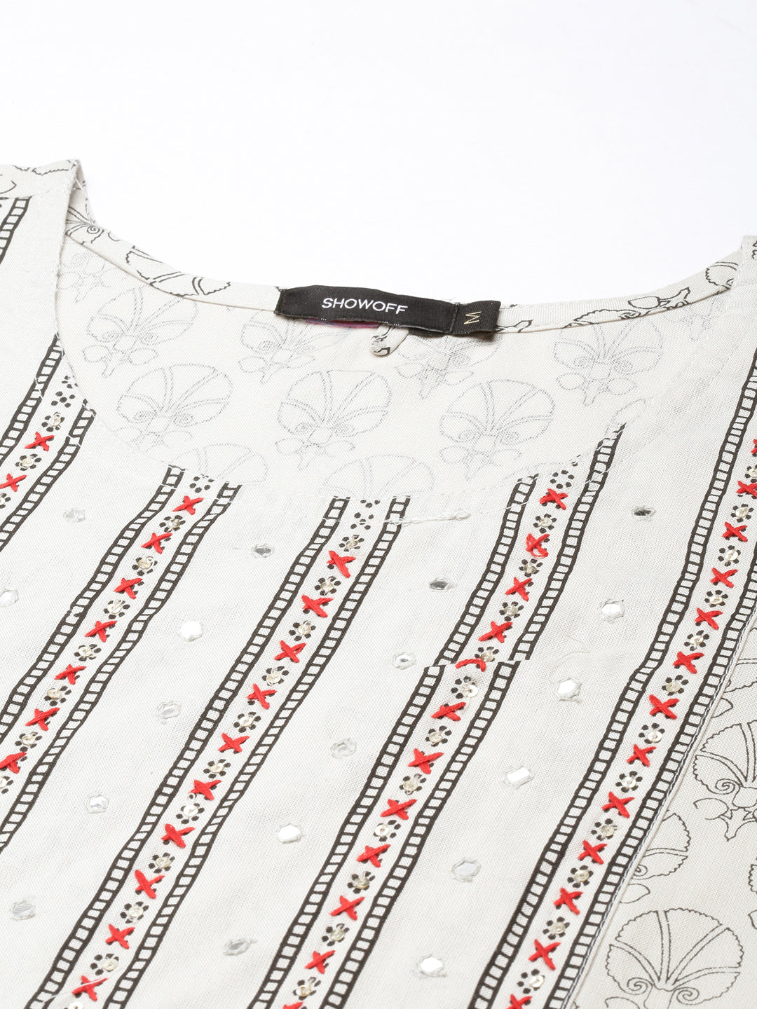 Women's Straight Grey Floral Kurta