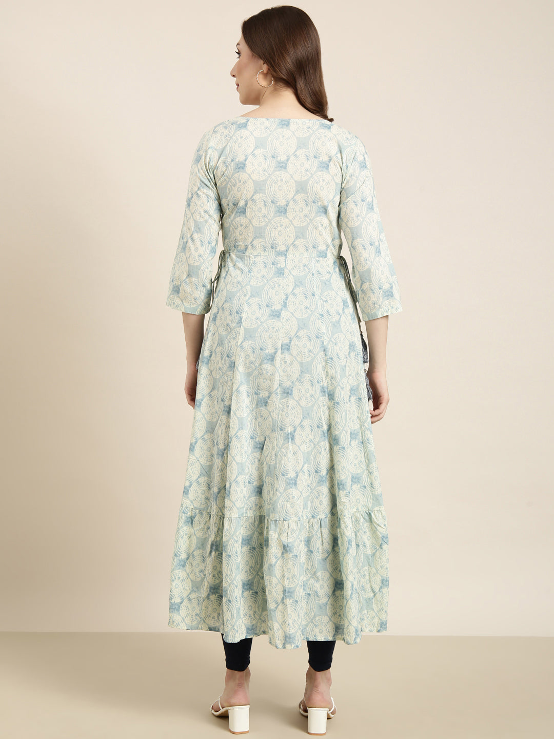 Women's Anarkali Sea Green Abstract Kurta