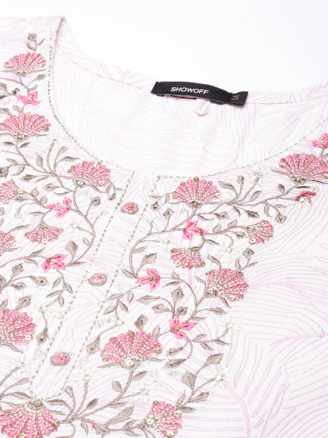 Women's Straight Pink Floral Kurta