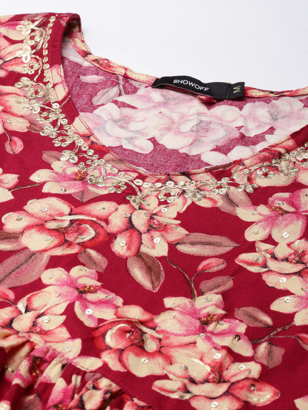 Women's Anarkali Pink Floral Kurta