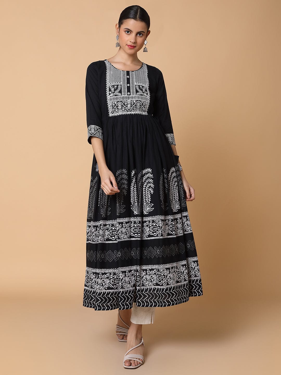 Women's Solid Black Anarkali Kurta