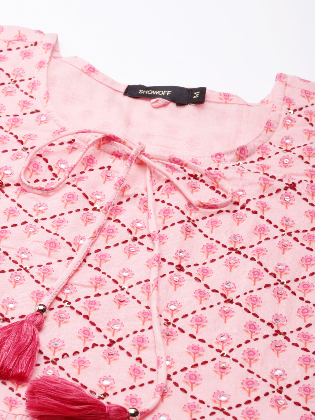 Women's Pink Floral Printed Anarkali Kurta