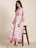 Women's Anarkali Pink Floral Kurta