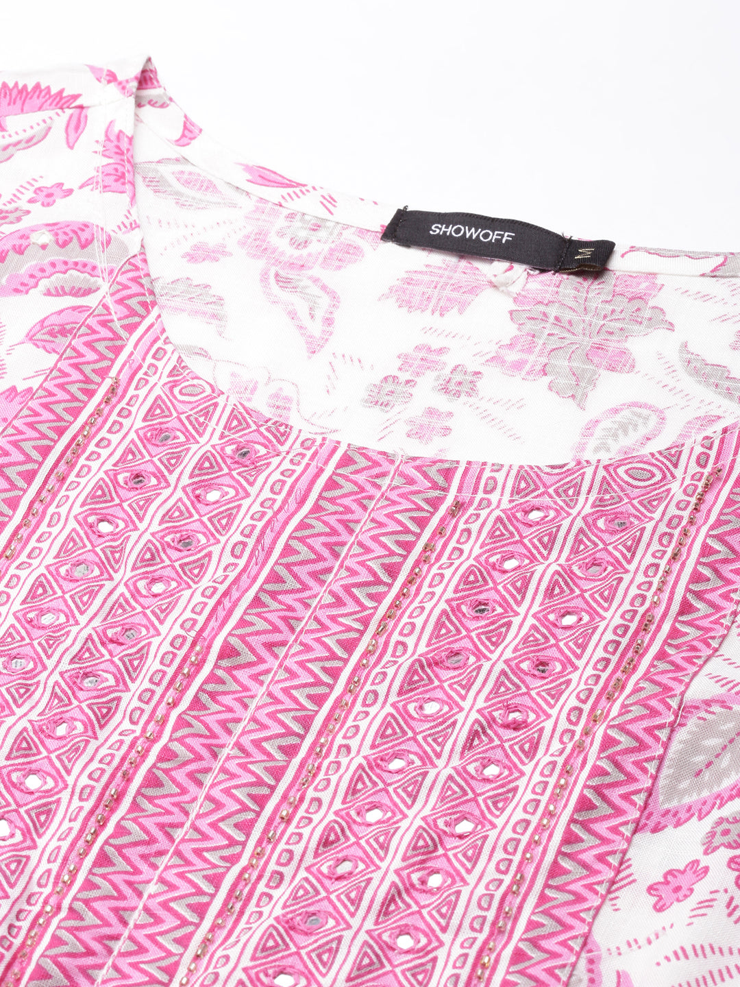 Women's Anarkali Pink Floral Kurta
