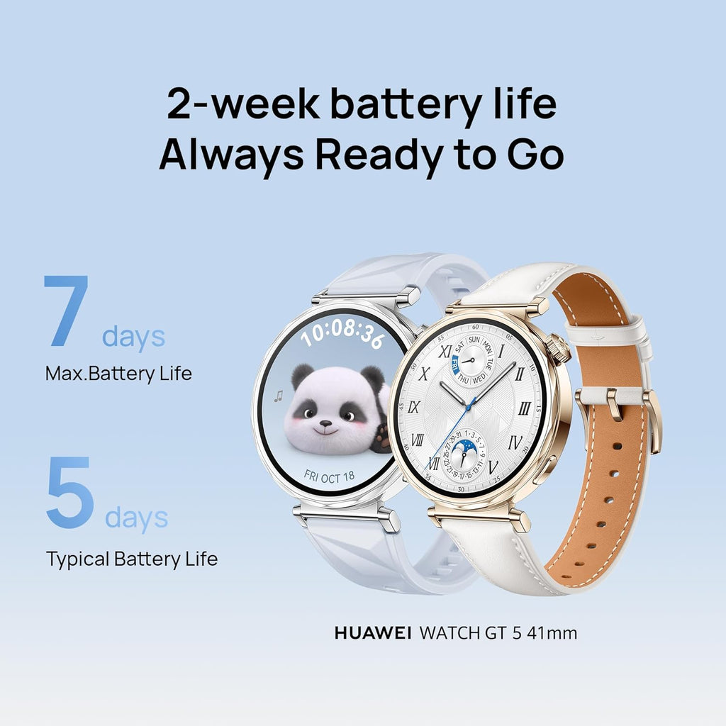 HUAWEI Watch GT 5 41mm Smartwatch, Up to 7 Days Battery Life, iOS & Android Compatible,Built in Maps, Pro-Level Sports Call&Message Reply, Free FreeBuds 5I (White)