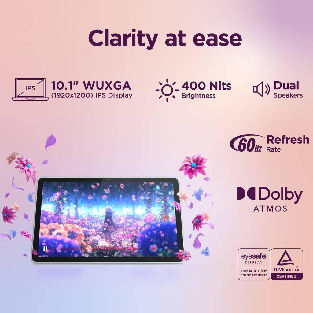 Lenovo Tab | 10.1" Display | Wi-Fi Only | 4 GB RAM + 64 GB ROM (Expandable up to 1 TB) | Metal Body | Dual Speakers with Dolby Atmos | Android 14 | Color: Luna Grey