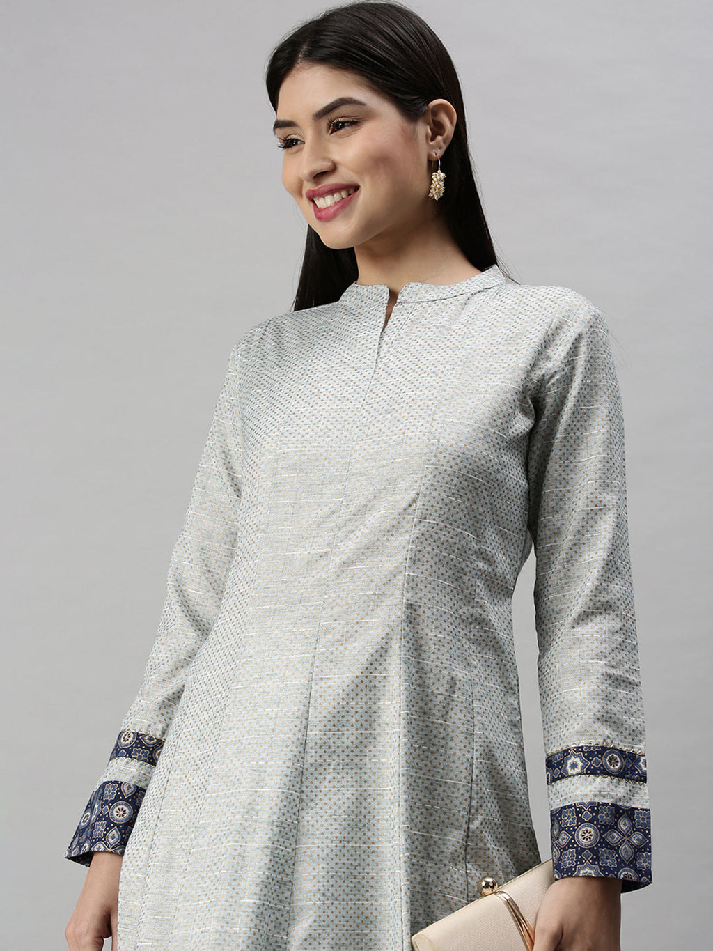 Women's Blue Printed Anarkali Kurta