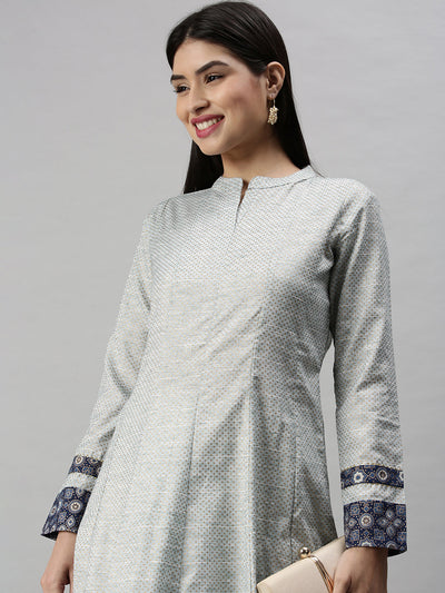 Women's Blue Printed Anarkali Kurta