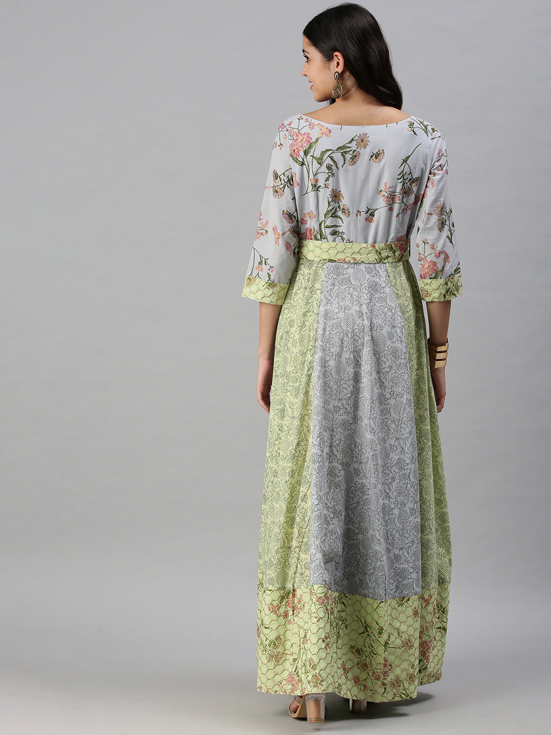 Women's Blue Floral Printed Anarkali Kurta