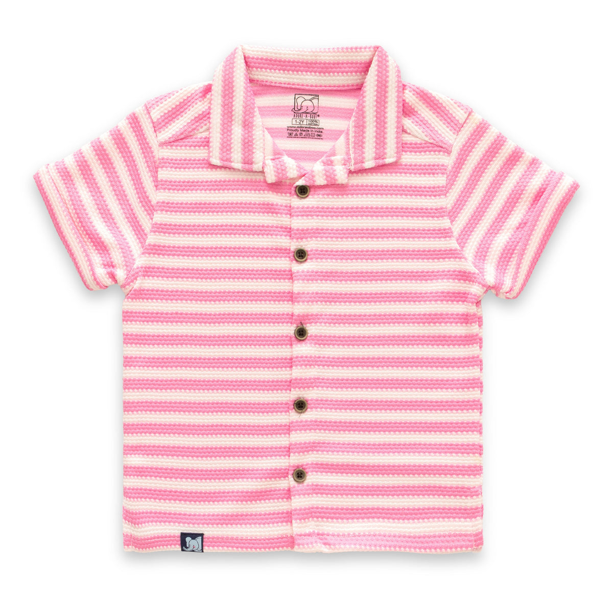 Pink Stripes Designed Boys Shirt & Shorts Set