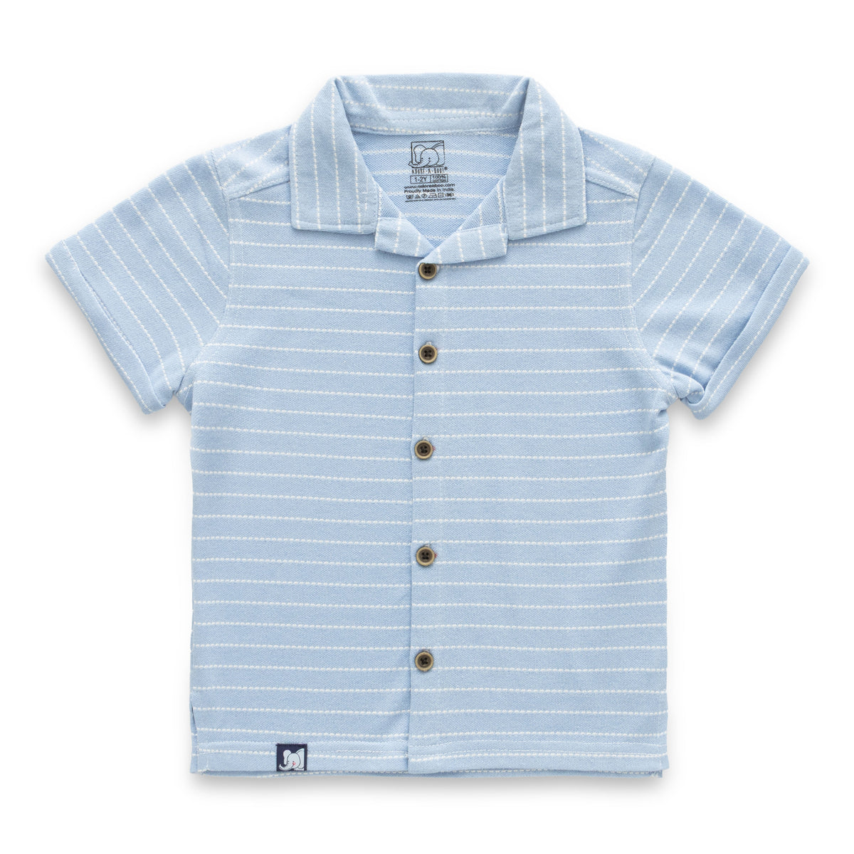 Blue With White Stripes Boys Shirt & Shorts Set