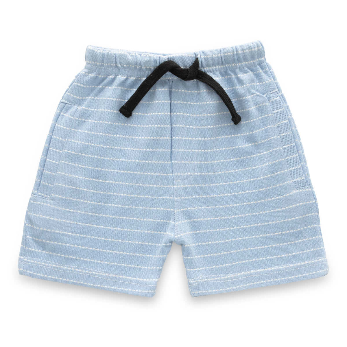 Blue With White Stripes Boys Shirt & Shorts Set
