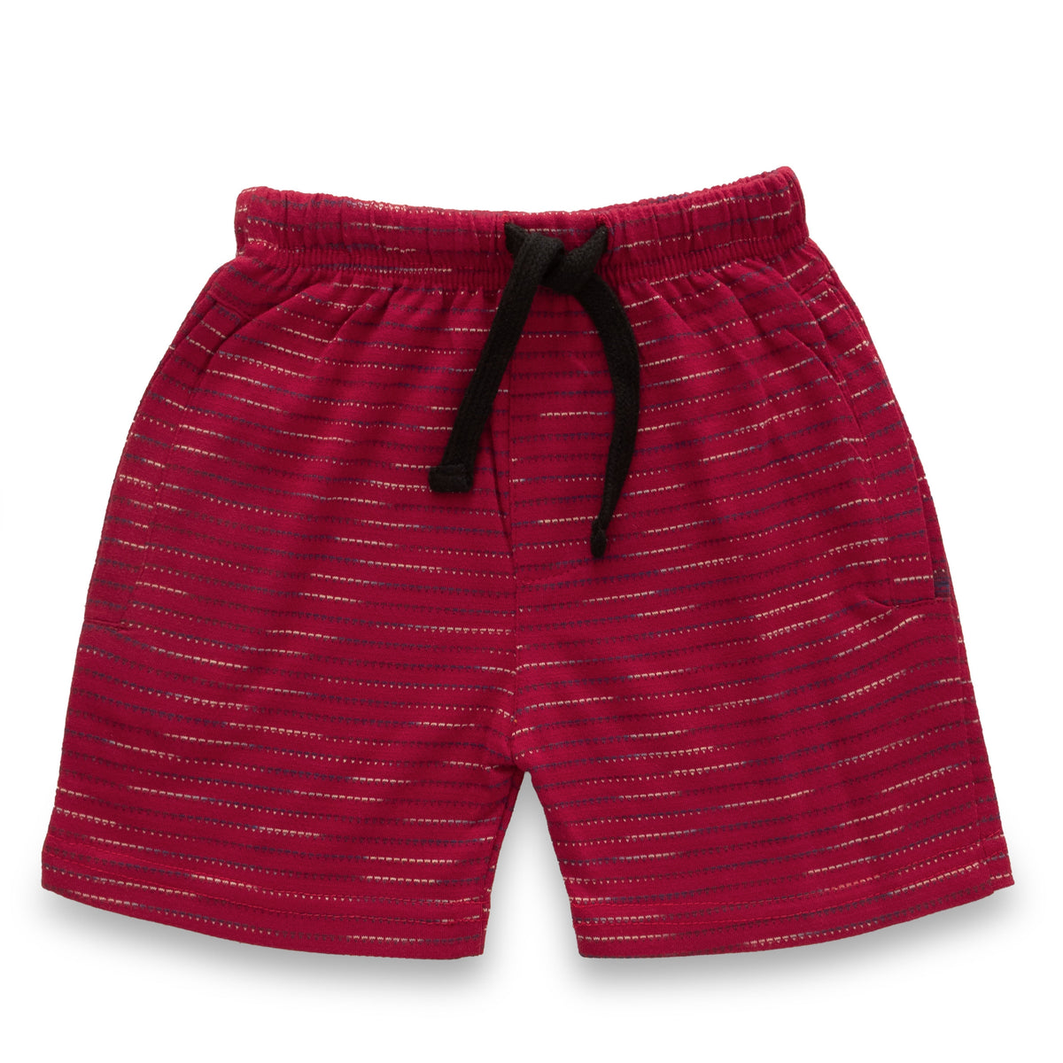 Cherry Red Multi Stripes Boys Shirt & Shorts Set