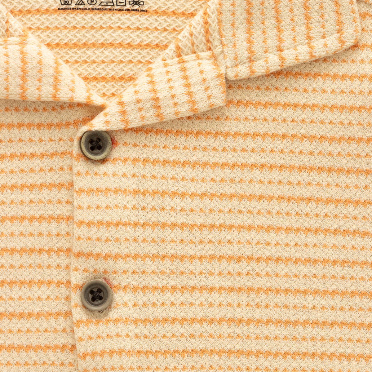 Yellow With Orange Stripes Boys Shirt & Shorts Set