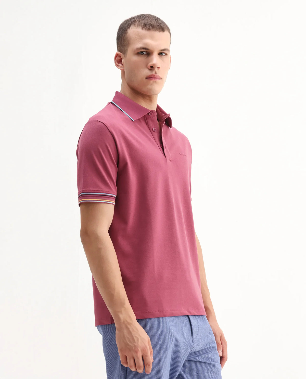 Rare Rabbit Men's Carter Pink Cotton Plain Regular Fit Half Sleeve Polo