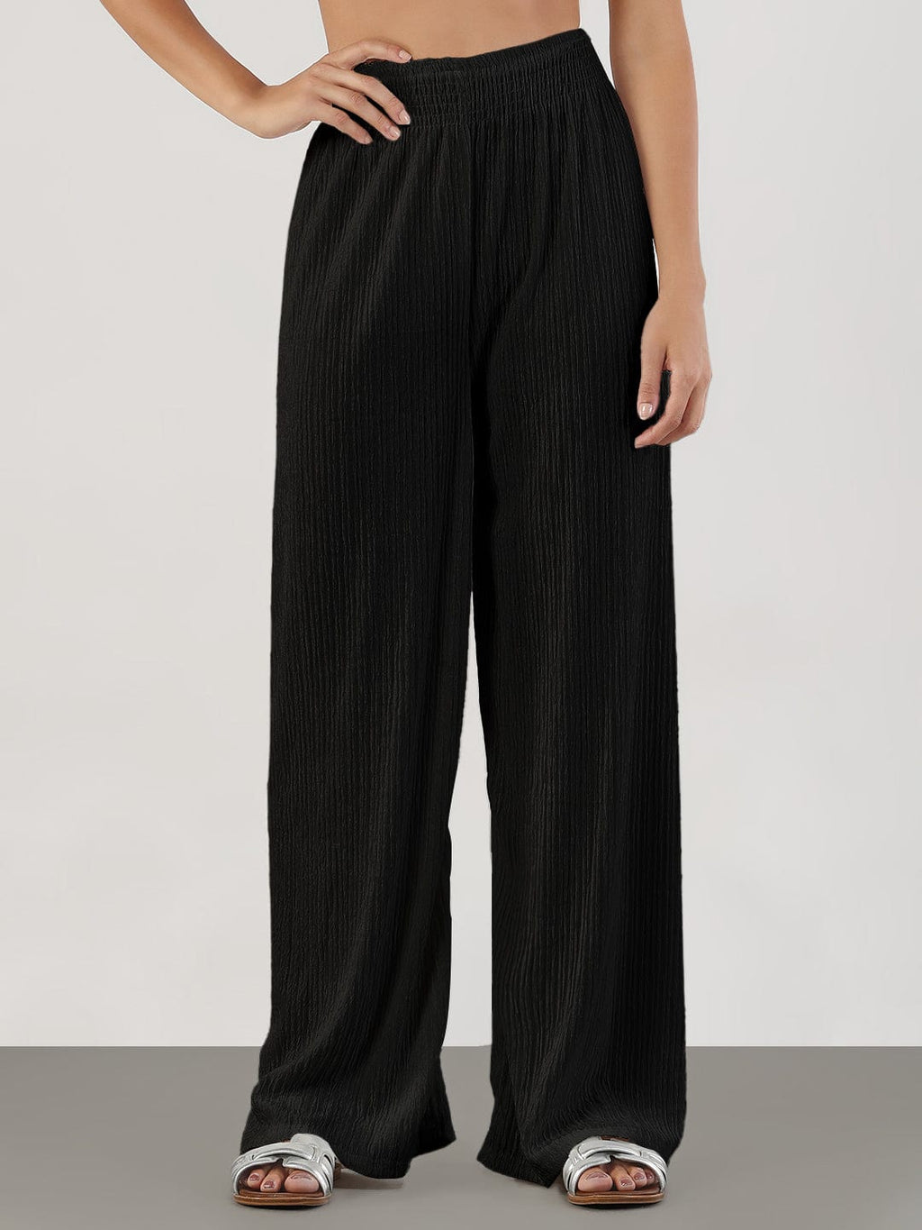 Women's Black Lycra Loose Fit Trousers