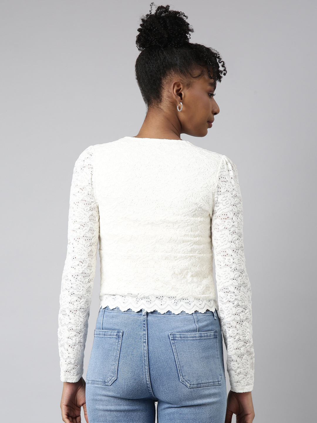 Women's Cream Floral Empire Top
