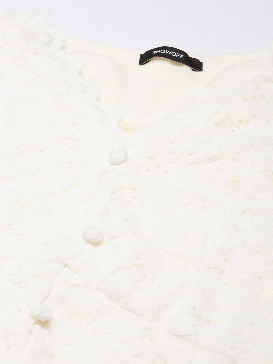 Women's Cream Floral Empire Top