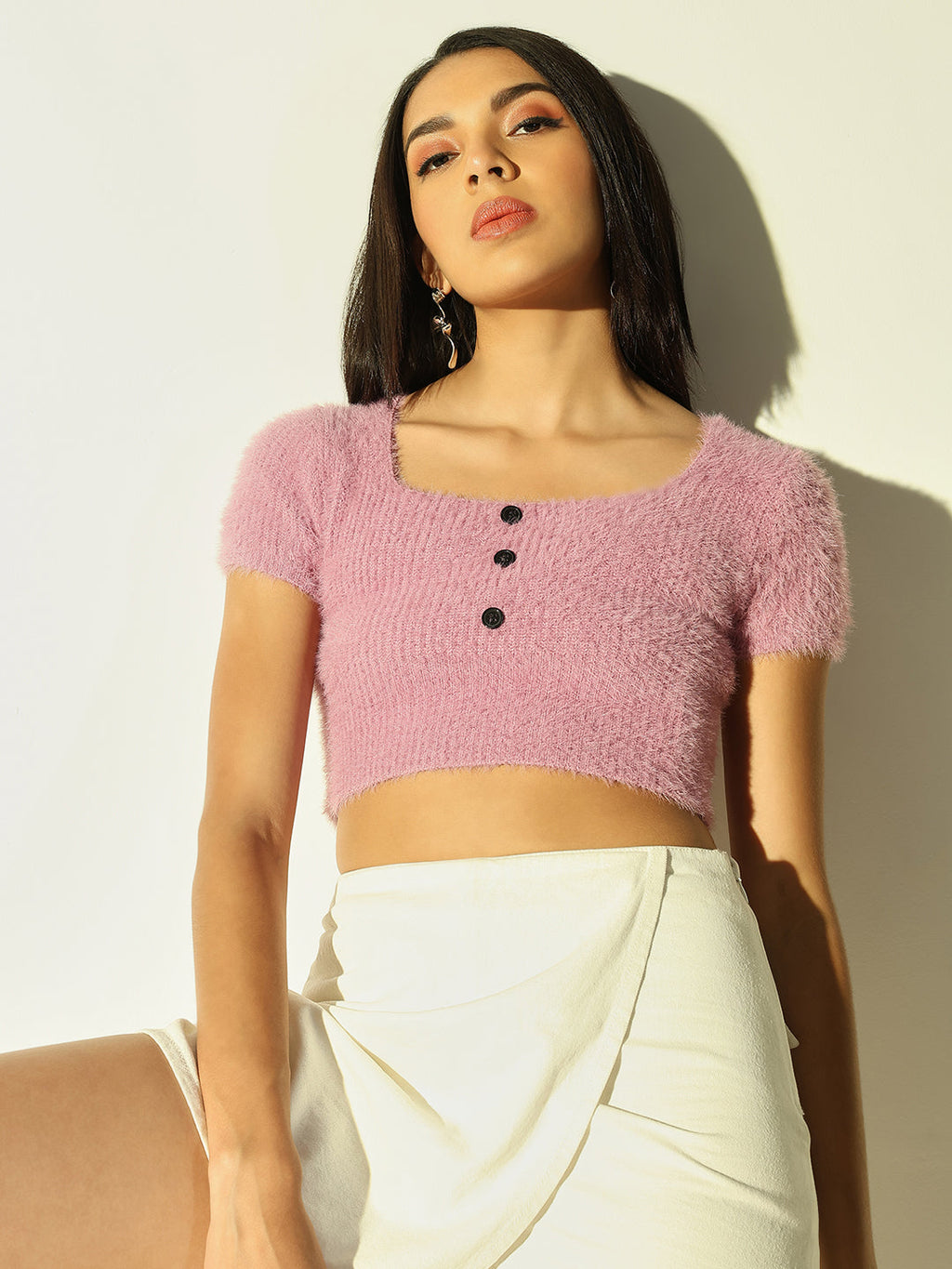 Women's Purple Fitted Crop Top