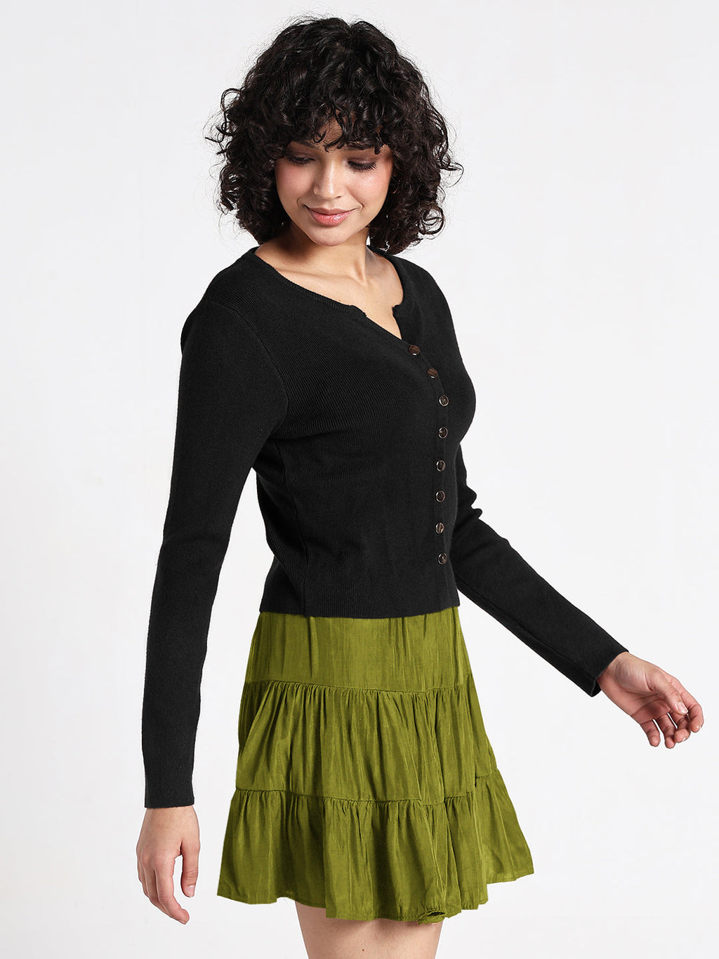 Women's Black Textured Knit Top