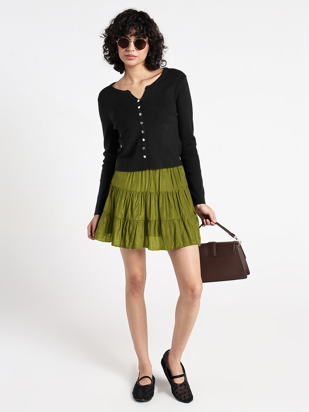 Women's Black Textured Knit Top