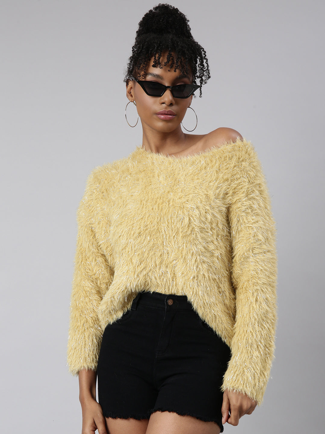 Women's Yellow Round Neck Top