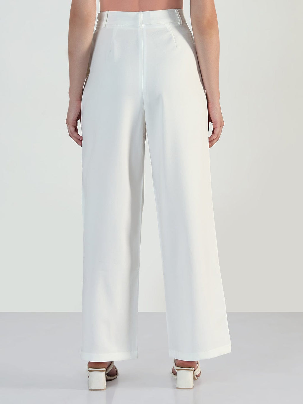 Women's White Wide Leg Trousers with Wrap around