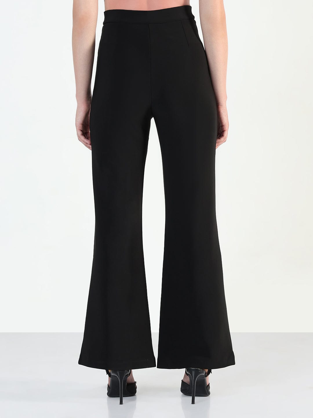 Women's Black Relaxed Fit Wide Leg Trousers