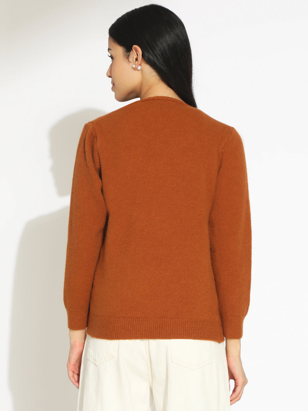 Women's Knitted Brown Sleeveless Top with Shrug