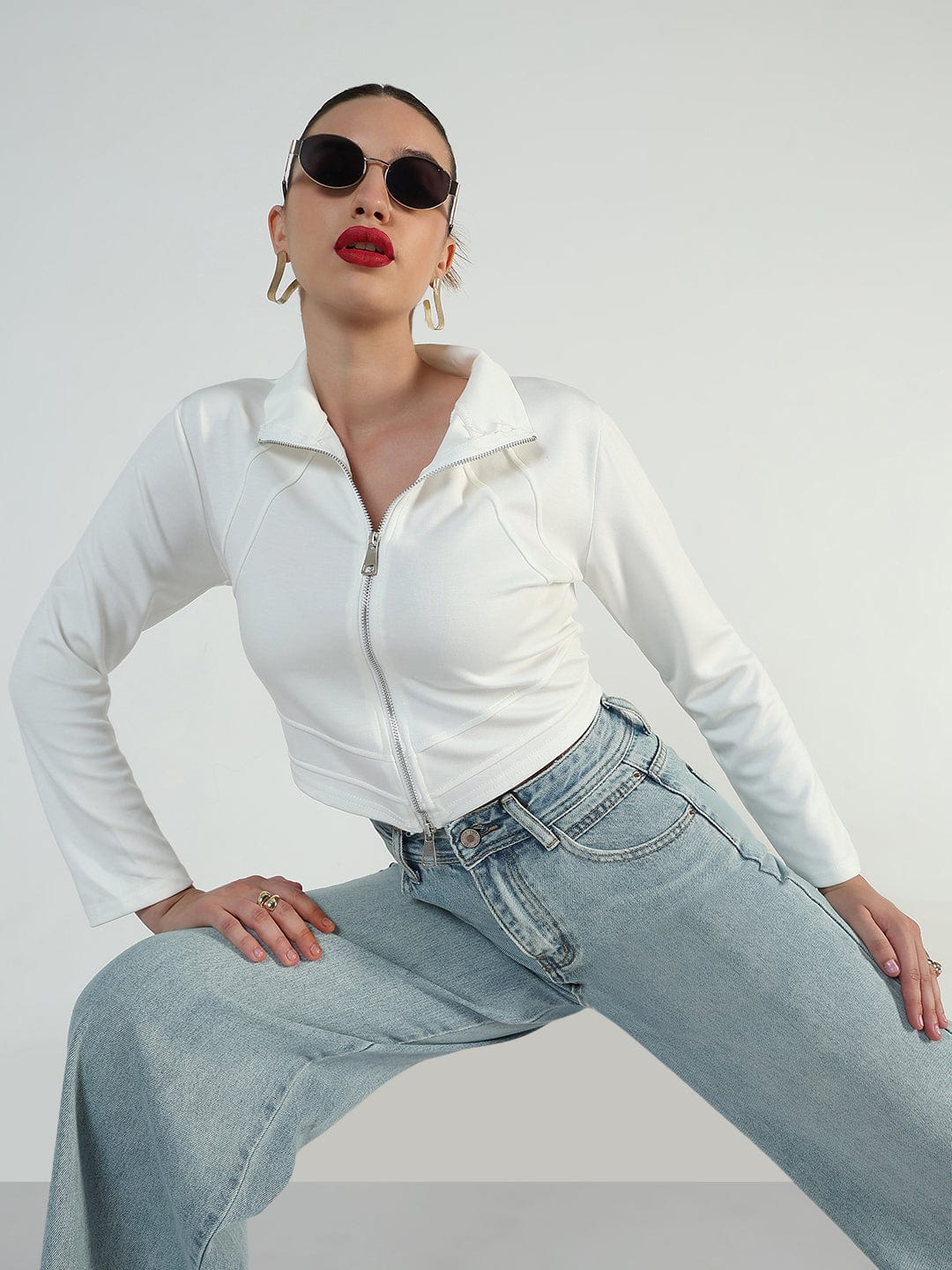 Women's White High-Low Short Top