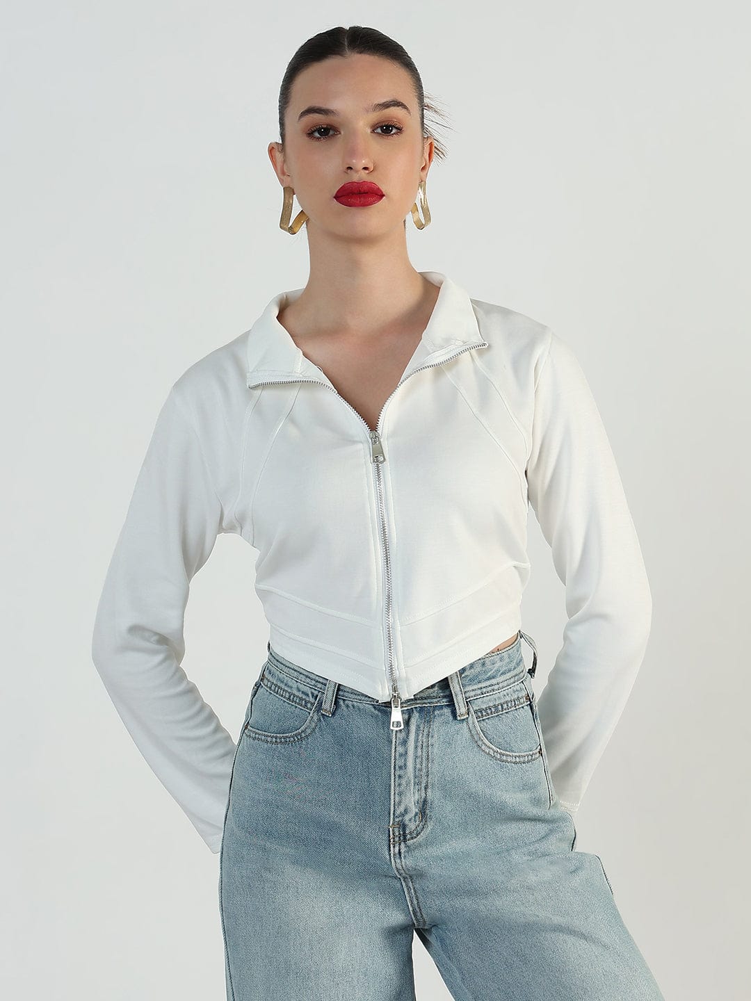 Women's White High-Low Short Top