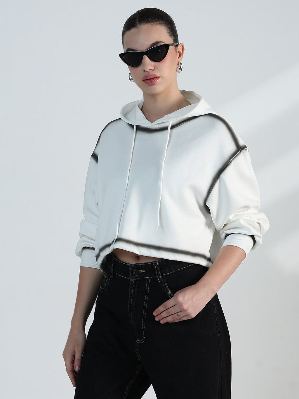 Women's White Oversized Hooded Sweatshirt