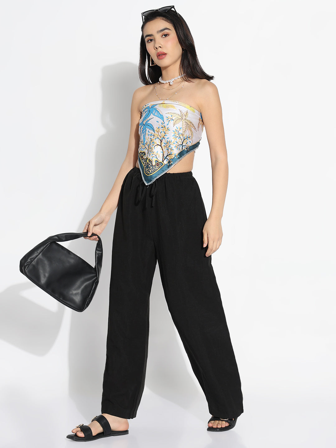 Women's Black Solid Loose Fit Trousers