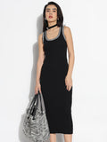 Women's Black Solid Bodycon Dress