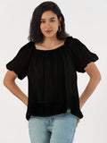 Women's Black Square Neck Top