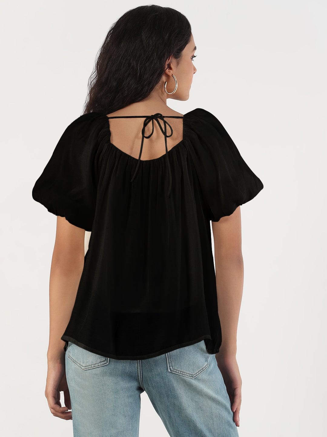 Women's Black Square Neck Top