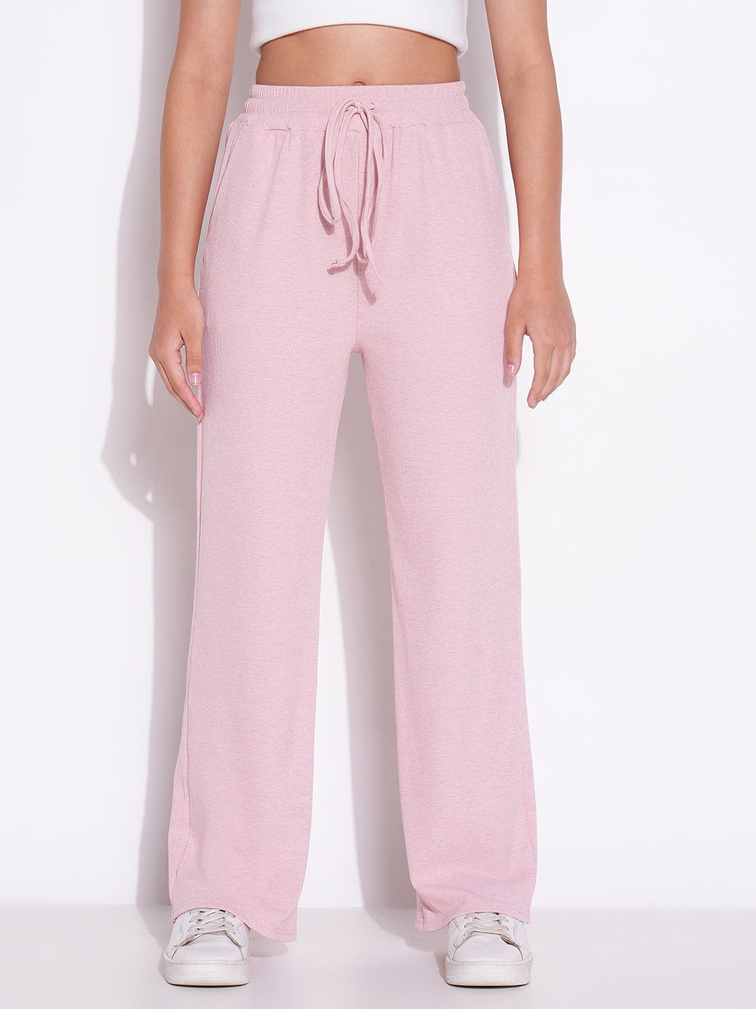 Women's Pink Regular Fit Comfort Trousers