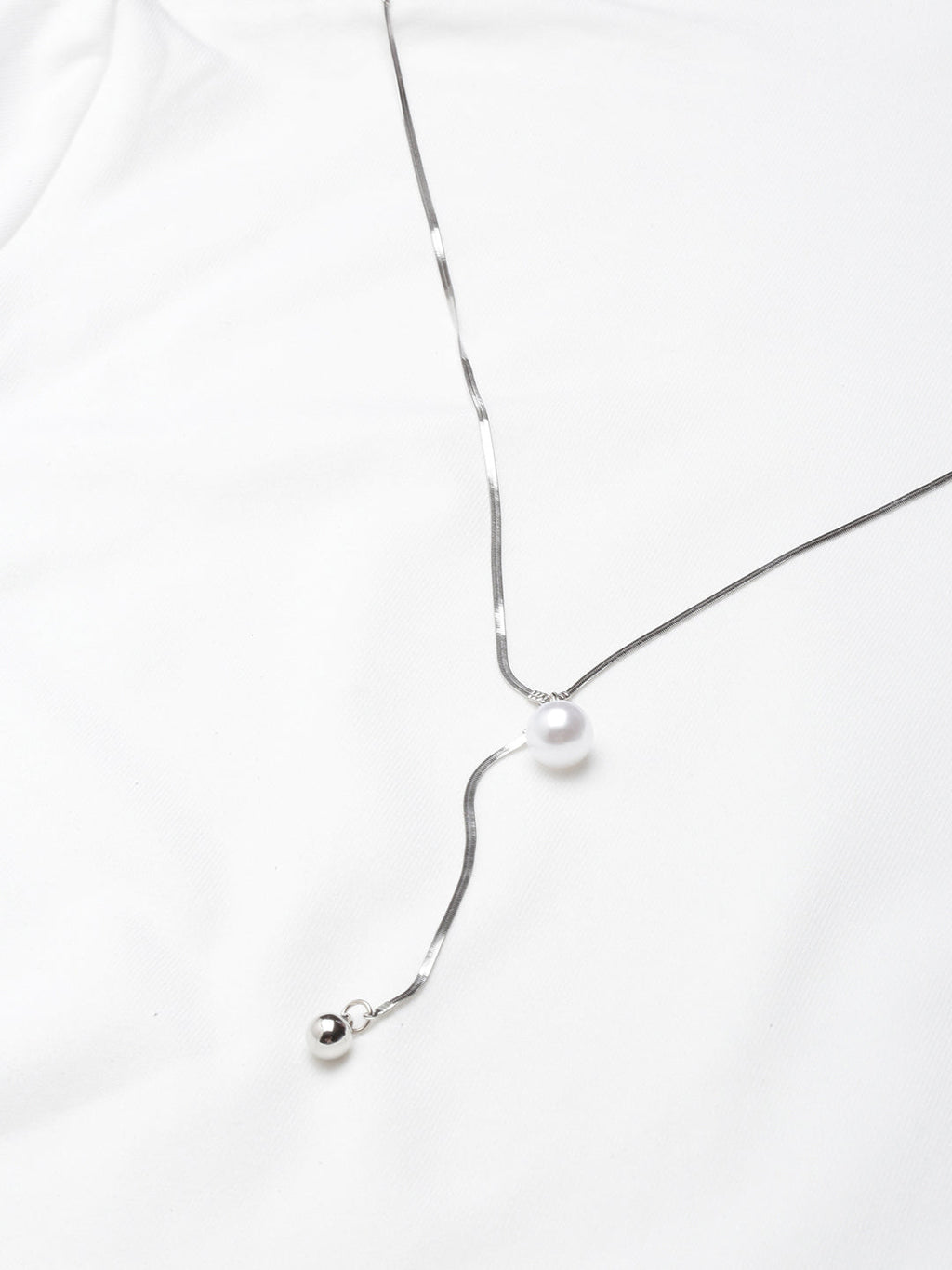 Women's Solid Off White Fitted Top Comes with Neck Chain