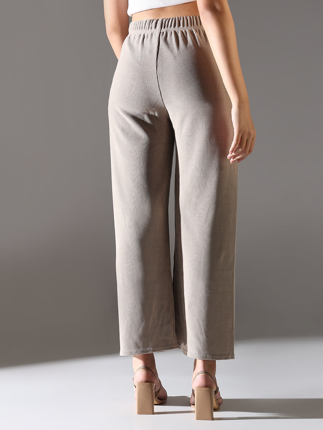 Women's Beige Comfort Straight Fit Trousers