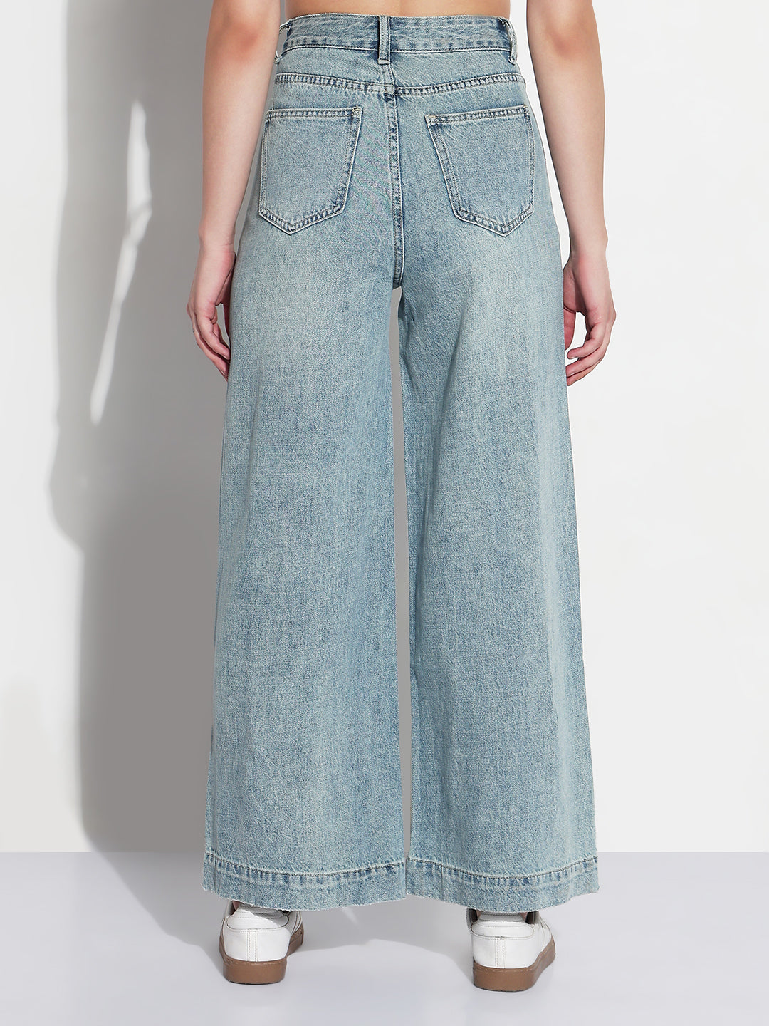 Women's Blue High Rise Wide Leg Jeans