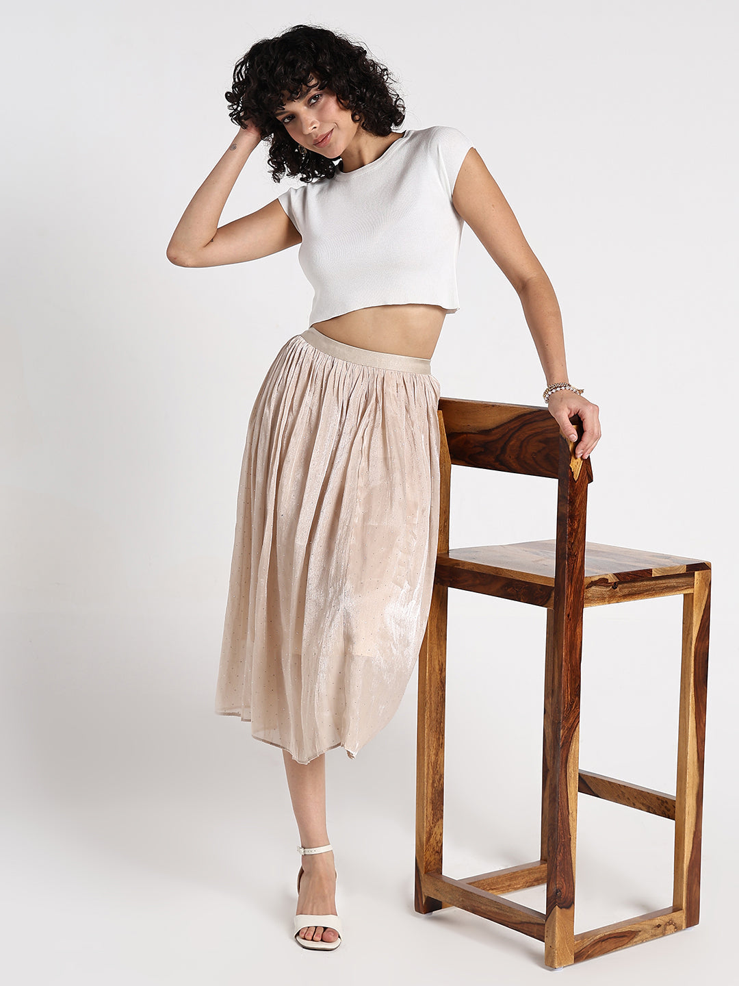 Women's White Ribbed Fitted Crop Top