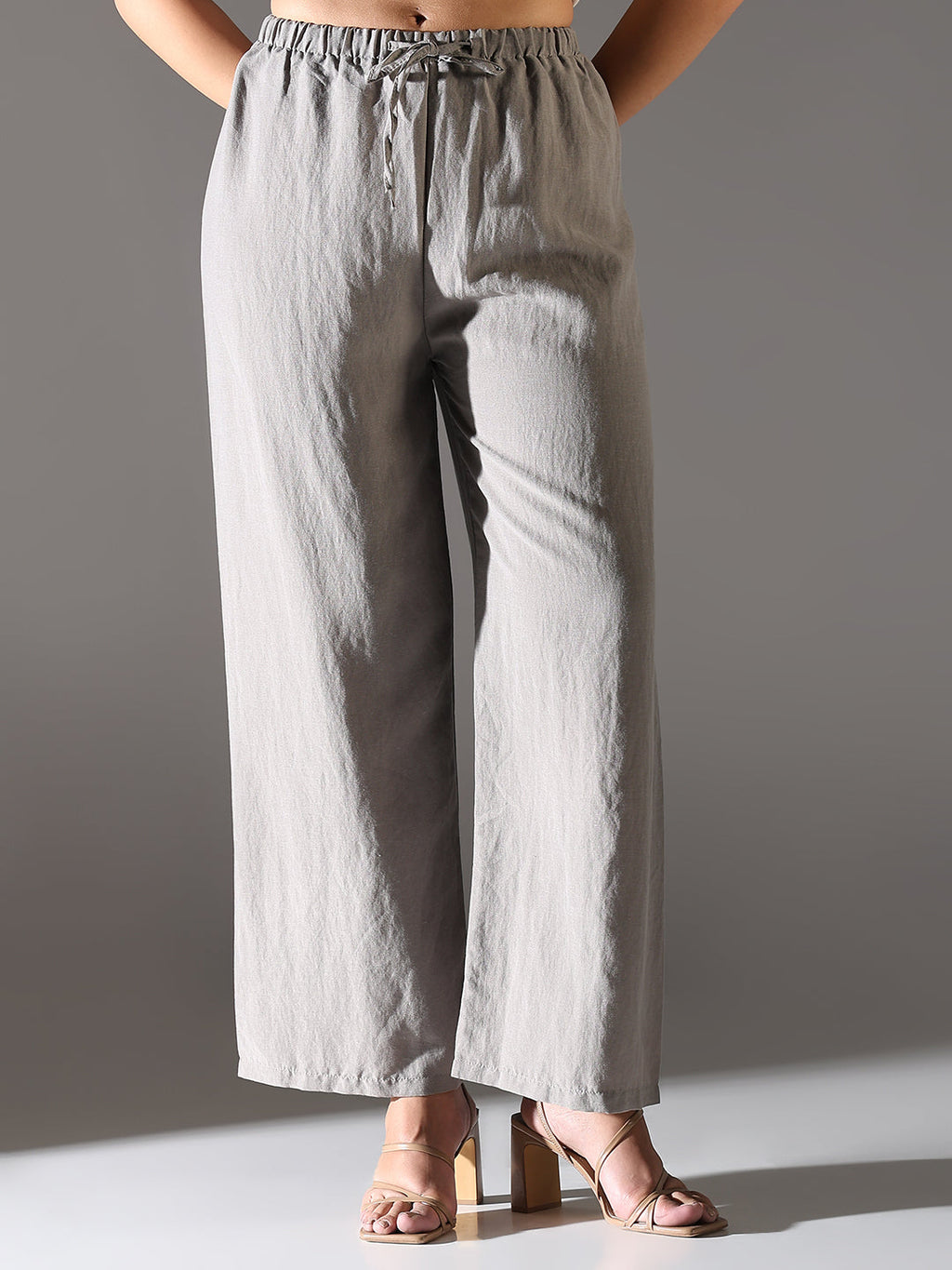 Women's Grey Comfort Straight Fit Trousers