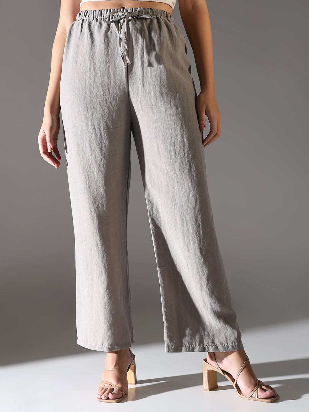 Women's Grey Comfort Straight Fit Trousers