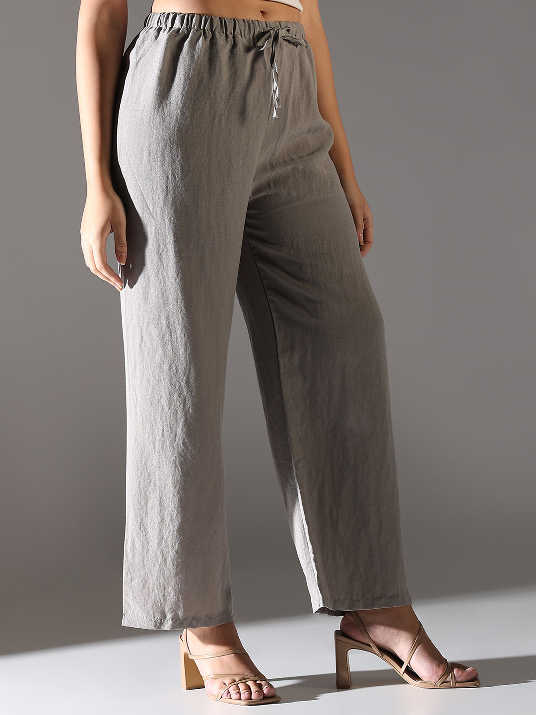 Women's Grey Comfort Straight Fit Trousers